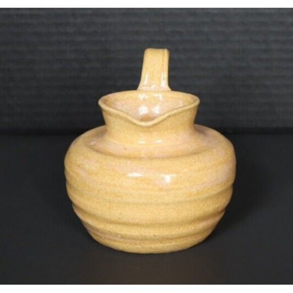 Rustic Yellow Organic Hand Thrown Art Pottery Pitcher signed Leni 3 - Picture 5 of 15